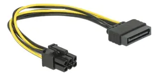Produktfoto för Delock - Strömkabel - SATA-ström (hane) till 6-stifts PCIe-ström (hane) - 21 cm