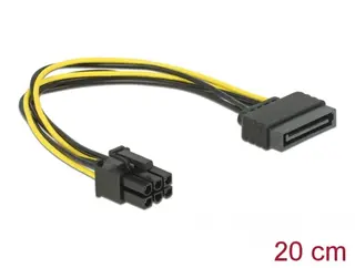 Produktfoto för Delock - Strömkabel - SATA-ström (hane) till 6-stifts PCIe-ström (hane) - 21 cm