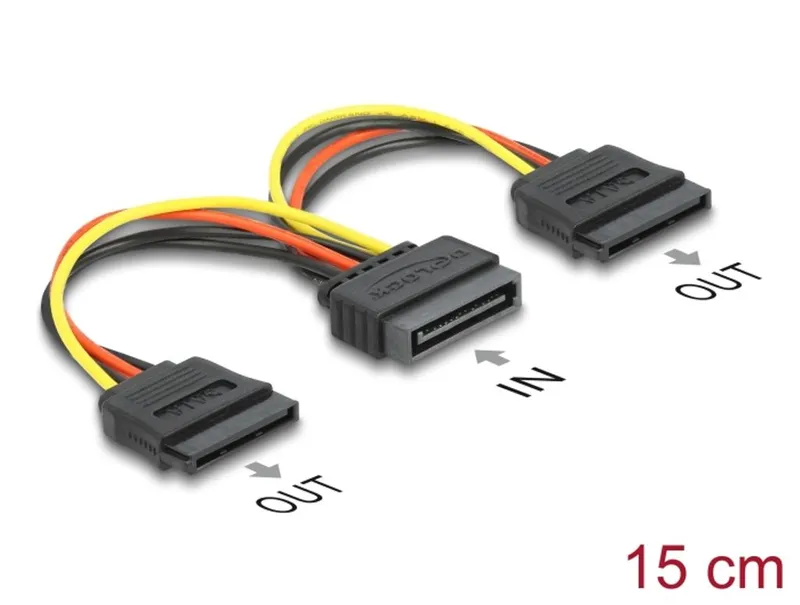 Alternativ bild 0 för Delock - Strömkabel - SATA-ström (hane) till SATA-ström (hona) - 15 cm - rak kontakt - för Delock PCI Express Card