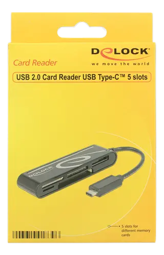 Produktfoto för DeLOCK USB 2.0 Card Reader USB Type-C male 5 Slots