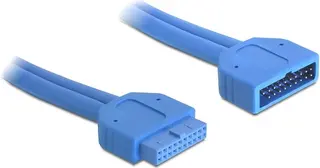 Produktfoto för Delock USB 3.0 Pin Header - USB-förlängningskabel - 19-stifts USB 3.0-kontakt (hane) till 19-stifts USB 3.0-kontakt (hona) - USB 3.0 - 45 cm - blå