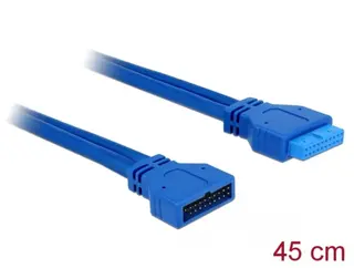 Produktfoto för Delock USB 3.0 Pin Header - USB-förlängningskabel - 19-stifts USB 3.0-kontakt (hane) till 19-stifts USB 3.0-kontakt (hona) - USB 3.0 - 45 cm - blå