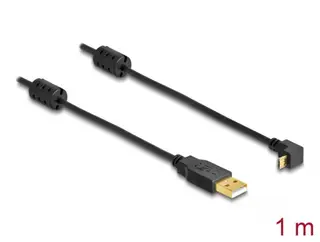 Produktfoto för Delock USB-A-kabel hane till USB micro-B-hane vinklad 90° upp/ner