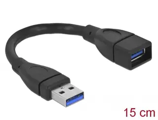 Produktfoto för Delock - Usb-förlängningskabel 0.15m Svart