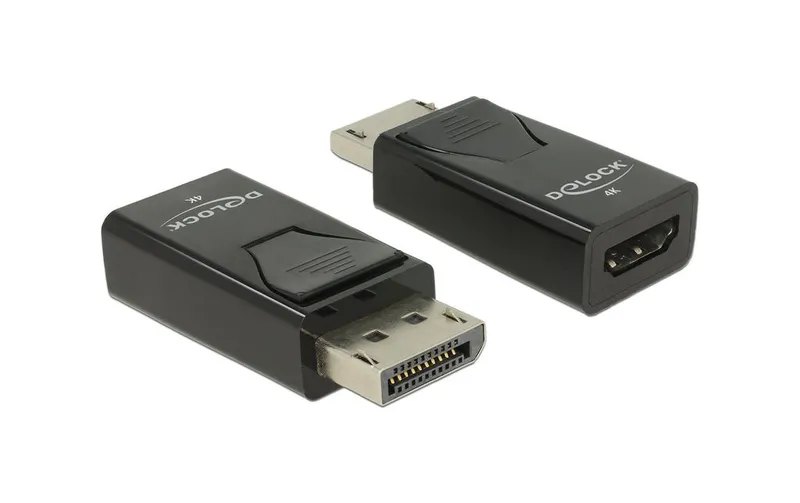 Alternativ bild 0 för Delock - Videokort - DisplayPort hane till HDMI hona - svart - passiv omvandlare, 4K30 Hz (3840 x 2160) stöd, 3D-videostöd
