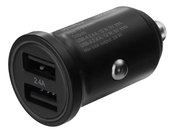 Alternativ bild 0 för Deltaco 12/24 V USB car charger with dual USB-A po