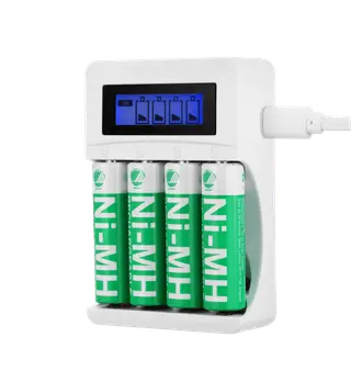 Produktfoto för DELTACO - 4-6 tim. batteriladdare - (för 4xAA/AAA) + batteri 4 x AA-typ - vit