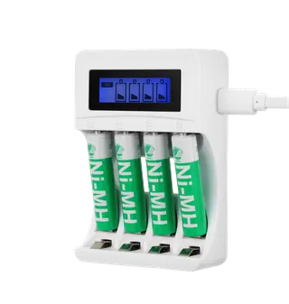 Produktfoto för DELTACO - 4-6 tim. batteriladdare - (för 4xAA/AAA) + batteri 4 x AAA - vit