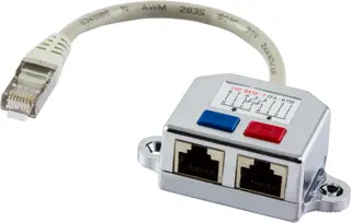 Produktfoto för Deltaco Adapter Rj-45 2 X Rj-45 0.15m Metallisk, Svart, Vit