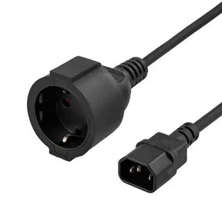 Produktfoto för DELTACO apparatadapter, IEC C14 hane till CEE 7/4 (Schuko) hona, 1m