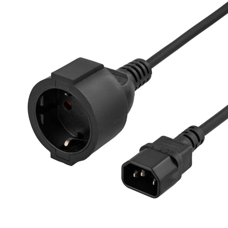 Bild 2 för DELTACO apparatadapter, IEC C14 hane till CEE 7/4 (Schuko) hona, 1m