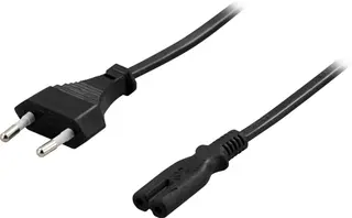 Produktfoto för Deltaco Apparatkabel CEE 7/16 - IEC 60320 C7, Ojordad, 2m - Svart