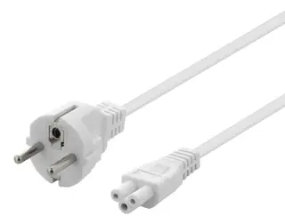 Produktfoto för Deltaco Apparatkabel CEE 7/7 - IEC 60320, Jordad, 0.5m - Vit