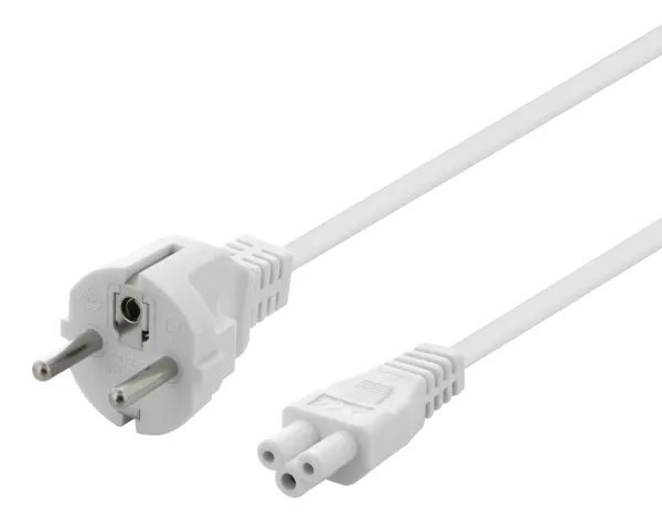 Alternativ bild 0 för Deltaco Apparatkabel CEE 7/7 - IEC 60320, Jordad, 0.5m - Vit