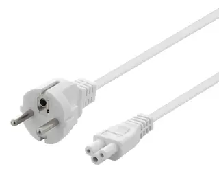 Produktfoto för Deltaco Apparatkabel CEE 7/7 - IEC 60320, Jordad, 1m - Vit