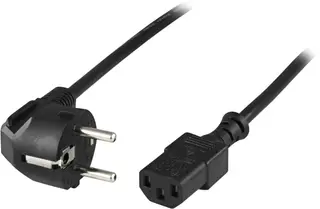Produktfoto för DELTACO apparatkabel, PC vägg, vinklad CEE 7/7 - rak IEC C13, 10m