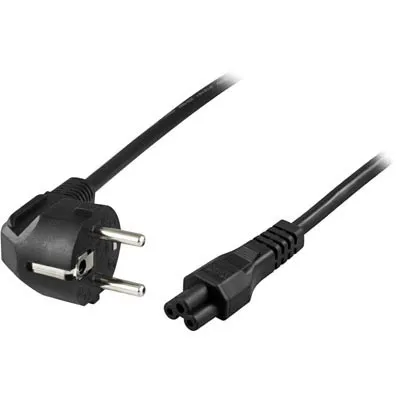 Bild 1 för Deltaco Apparatkabel Vinklad CEE 7/7 - IEC 60320, Jordad, 2m - Svart