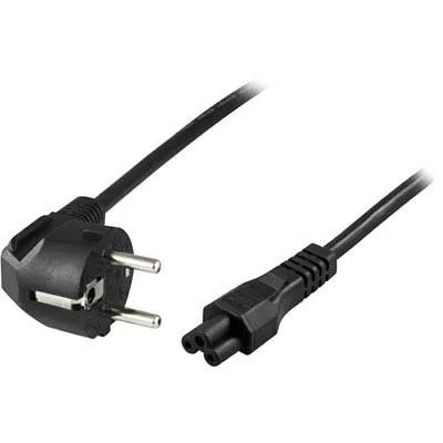 Bild 2 för Deltaco Apparatkabel Vinklad CEE 7/7 - IEC 60320, Jordad, 2m - Svart