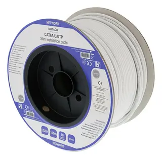 Produktfoto för Deltaco Bulkkabel (slim) Cat 6a Utp (oskärmat Tvinnat Par) Vit 100m