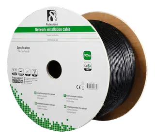 Produktfoto för Deltaco Bulkkabel Utomhusbruk Cat 6a Sftp (skärmat Folieöverdraget Tvinnat Par) Svart 305m