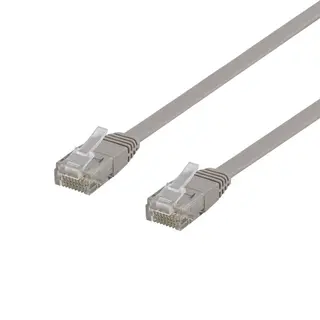 Produktfoto för DELTACO Cat6 nätverkskabel, flat, 0,5m, 250MHz, grå
