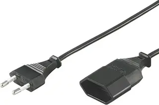 Produktfoto för DELTACO DEL-109AD - Förlängningskabel för ström - Eurokontakt (hane) rak till IEC 60906-1 (hona) rak - AC 250 V - 2.5 A - 2 m - svart