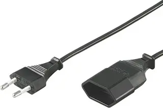 Produktfoto för DELTACO DEL-109AF - Förlängningskabel för ström - Eurokontakt (hane) rak till IEC 60906-1 (hona) rak - AC 250 V - 2.5 A - 5 m - svart