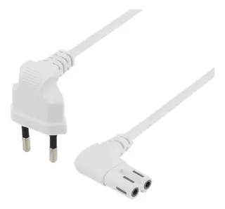 Produktfoto för DELTACO DEL-109BV - Strömkabel - Eurokontakt (hane) till power IEC 60320 C7 - 250 V - 2.5 A - 5 m - vit