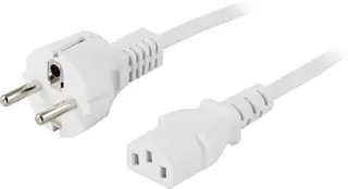 Produktfoto för DELTACO DEL-109MV-50 - Strömkabel - CEE 7/7 (hane) rak till IEC 60320 C13 rak - AC 250 V - 10 A - 50 cm - vit