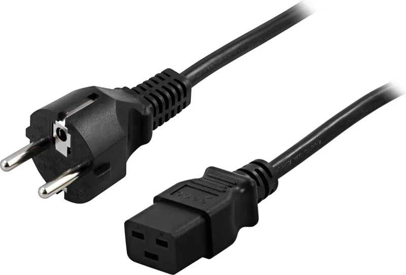 Bild 2 för Deltaco Del-109ta 1m Power Cee 7/7 Hane Ström Iec 60320 C19