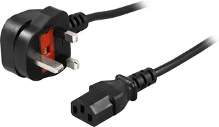Produktfoto för DELTACO DEL-109UK-10 - Strömkabel - BS 1363 (hane) vinklad till power IEC 60320 C13 rak - AC 250 V - 10 A - 2 m - svart - Storbritannien