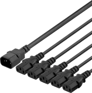 Produktfoto för DELTACO DEL-113D - Strömdelare - IEC 60320 C14 till IEC 60320 C13 - 250 V - 10 A - 2 m - svart