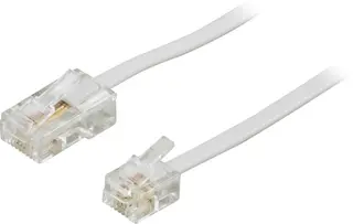 Produktfoto för Deltaco DEL-1703, 3 m, RJ-45, RJ-11, Vit, Hankontakt, Hankontakt