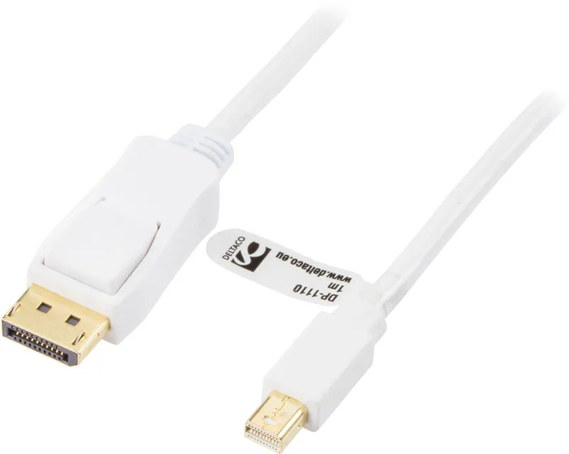 Bild 1 för Deltaco DisplayPort till Mini-DisplayPort-kabel 1m - Vit