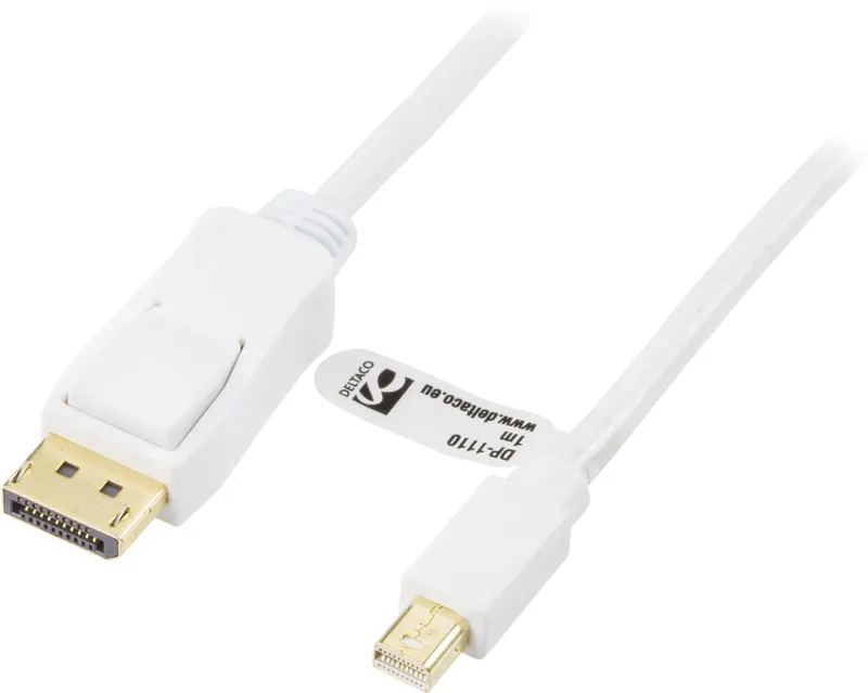 Bild 2 för Deltaco DisplayPort till Mini-DisplayPort-kabel 1m - Vit