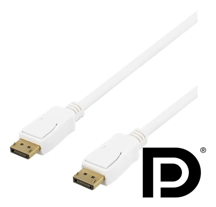 Alternativ bild 0 för DELTACO DP-1021D - Bildskärmskabel - DisplayPort (hane) till DisplayPort (hane) - DisplayPort 1.2 - 2 m - vit