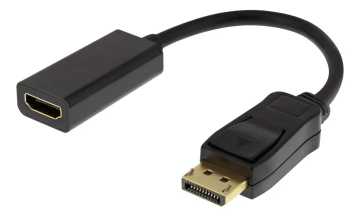 Alternativ bild 0 för DELTACO DP-HDMI43 - Videokort - DisplayPort hane till HDMI hona - 20 cm - svart - stöd för 4K