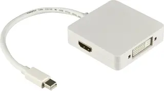 Produktfoto för DELTACO DP-MULTI1 - Videoadapter - Mini DisplayPort hane till DVI-I, HDMI, DisplayPort hona - 20 cm - vit