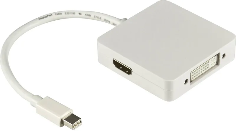 Bild 2 för DELTACO DP-MULTI1 - Videoadapter - Mini DisplayPort hane till DVI-I, HDMI, DisplayPort hona - 20 cm - vit