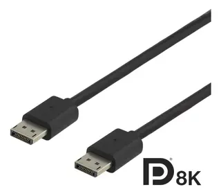 Produktfoto för DELTACO DP8K-1015 - DisplayPort-kabel - DisplayPort (hane) till DisplayPort (hane) - DisplayPort 1.4 - 1.5 m - stöd för 8K - svart