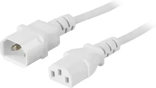 Produktfoto för Deltaco Ext Cable Pc Monitor Iec C13-c14 3m White 3m Ström Iec 60320 C14 Power Iec 60320 C13