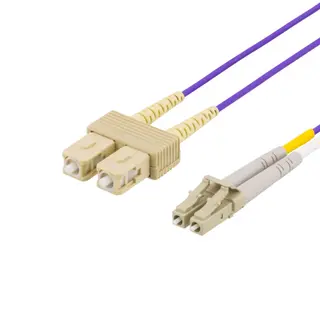 Produktfoto för DELTACO fiberkablage, LC - SC, 50/125, OM4, duplex, multimode, 2m