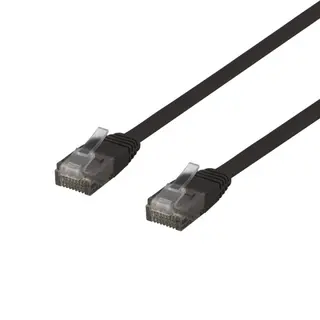 Produktfoto för Deltaco Flat Cat6 nätverkskabel, 0,3m, svart