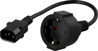 Produktfoto för DELTACO - Förlängningskabel för ström - IEC 60320 C14 rak till CEE 7/4 (hona) rak - AC 250 V - 10 A - 50 cm - svart