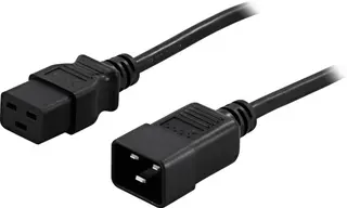 Produktfoto för DELTACO - Förlängningskabel för ström - IEC 60320 C19 till IEC 60320 C20 - AC 250 V - 16 A - 1 m - rak kontakt - svart