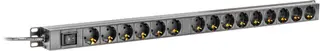 Produktfoto för DELTACO GT-8513 - Effektband (kan monteras i rack) - 4000 Watt - ingång: CEE 7/7 - utgångskontakter: 15 - 1U - 2 m sladd - svart