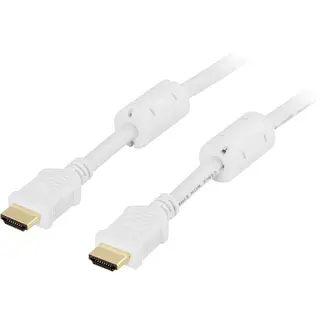 Produktfoto för DELTACO HDMI-1010A - HDMI-kabel med Ethernet - HDMI hane till HDMI hane - 1 m - vit