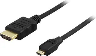 Produktfoto för DELTACO HDMI-1023 - HDMI-kabel med Ethernet - mikro-HDMI hane till HDMI hane - 2 m - svart