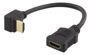 Produktfoto för DELTACO HDMI-21E - HDMI-adapter - HDMI hona till HDMI hane vinklad nedåt - 20 cm - svart