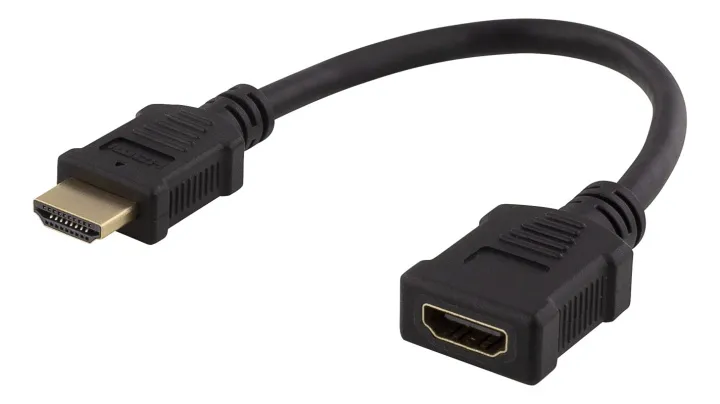 Alternativ bild 0 för DELTACO HDMI-21F - HDMI-förlängningsadapter - HDMI hona till HDMI hane - 20 cm - svart